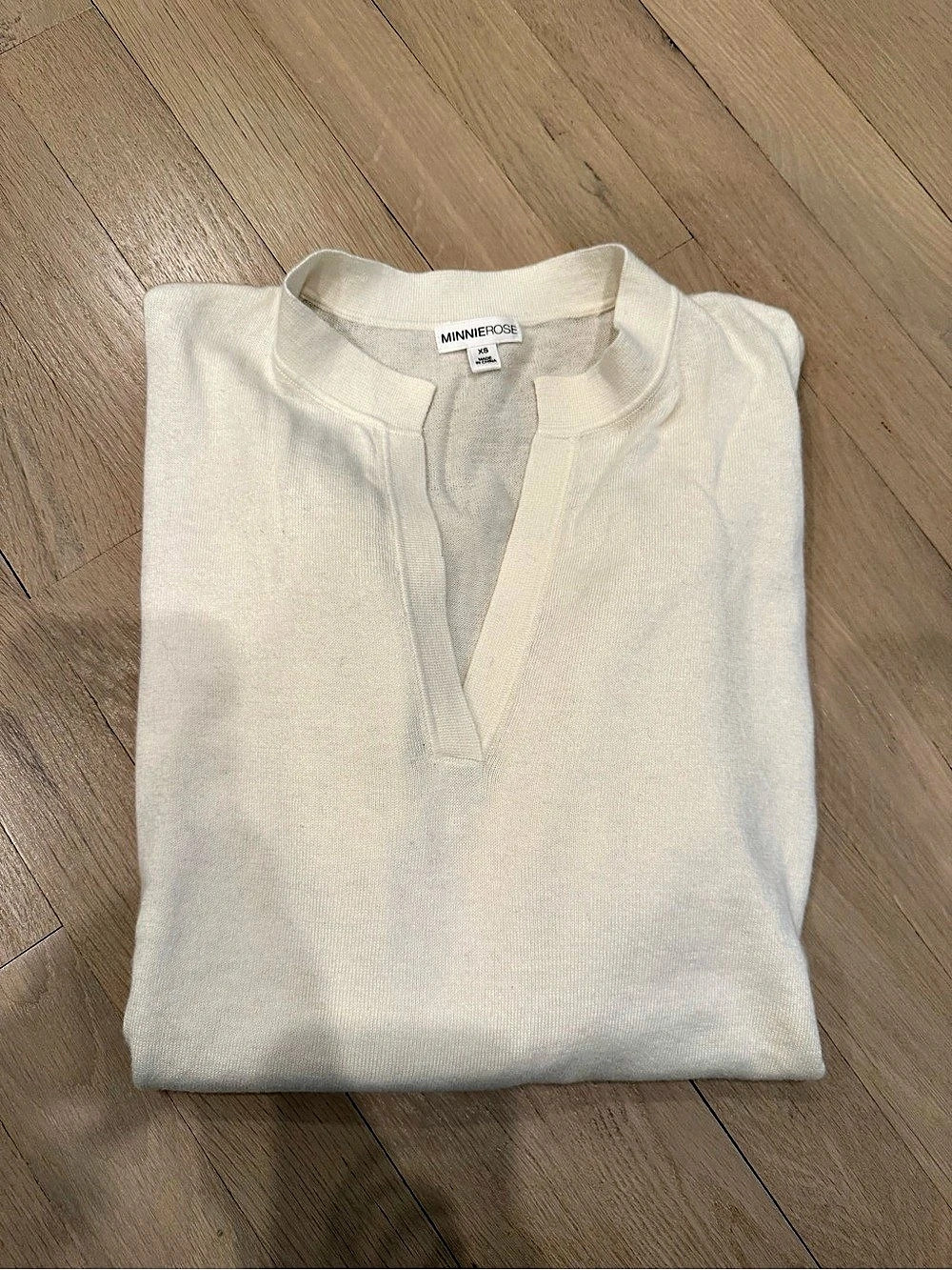 Minnie Rose Cashmere Blend Knit Cream Size XS